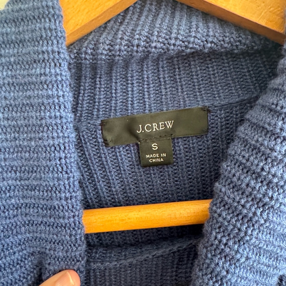 J.crew blue Ribbed cotton cashmereblend relaxed turtleneck sweater size small - Picture 5 of 7